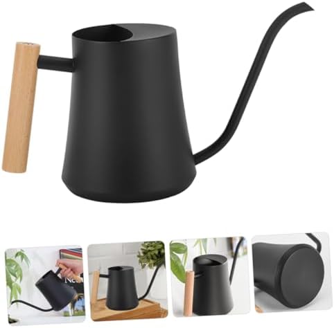 Vintage Stainless Steel Watering Can Black with Long Spout - Image 2