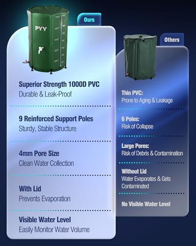 PYY Rain Water Collection Barrel - 100 Gallon Water Storage Tank with Spigots, Portable Rain Catcher to Collect Rainwater from Gutter, Large Plastic Rain Catchment System with Collapsible Bucketc - Image 6