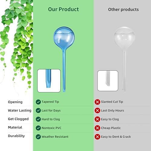 Soilagua 12-Pack Plastic Plant Watering Globes, Premium PVC Shatter-Resistant Plant Waterer, Tapered Opening Self Watering Planter Insert, Automatic Watering Spikes for Daily & Vacation Plants Care - Image 4