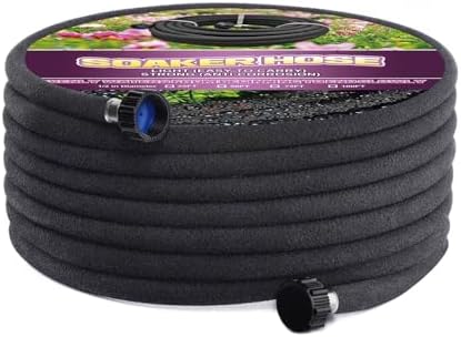 Soaker Hose 75ft - 5/8 Round Rubber Garden Soaker Hoses, Heavy Duty Irrigation Drip Hose, Water Seeper Soaking Hose for Gardens, Flower Beds And Lawn Yard by eazazy