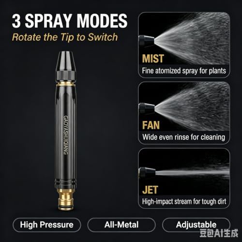 Water Pressure Nozzle, Heavy-Duty Adjustable High-Pressure Hose Nozzle for Garden Watering, Car Washing, Pet Showering & Outdoor Cleaning, Leak-Proof Multi-Pattern Spray Head, 3-Pack - Image 7