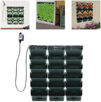 Self-Watering Wall-Mounted Planter, 18 Pots Wall Mounted Plastic Plant Grow Pot Vertical Garden Planter with Intelligent Control & Adjustable Irrigation System for Indoor Outdoor (Green, 18 Pots) - Image 4