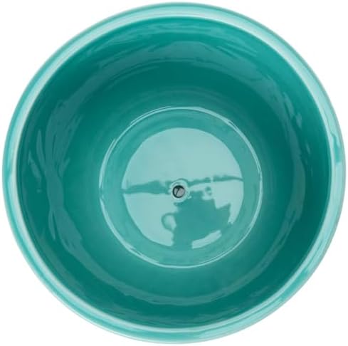 MyGift 7-Inch Turquoise Ceramic Planter Pot with Drainage Hole & Saucer - Image 6