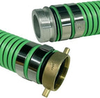 Gloxco Heavy Duty EPDM All Weather Suction Hose Assembly, Black Tube, Lime Green Helix, 2" Inside Diameter with Male x Female NPSM Pinlug Fittings Installed, 30 ft Length - Image 3