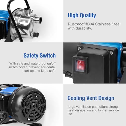 1HP 900 GPH Portable Garden Transfer Pump with 13 ft Suction Hose Kit - Image 6