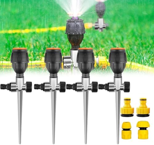 360° Rotation Auto Irrigation System Garden Lawn Sprinkler Patio,Garden Lawn Sprinkler System,Garden Sprinkler Lawn Sprinkler for Outdoor Grass Garden Yard Lawns,Coverage Diameter 65ft (4pcs) by XLATD