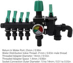 4 Way Hose Splitter, Water Manifold with Pressure Gauge for Garden Farm - Image 3