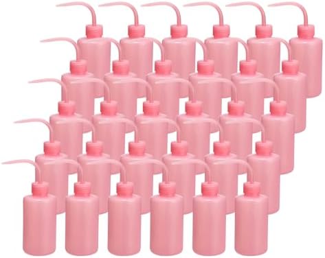 PATIKIL 250ml 8oz Pink Round Plastic Reusable Eyelash Tattoo Wash Bottle, 30 Pack, Perfect for Plant Care, Lab Use, Storage by PATIKIL