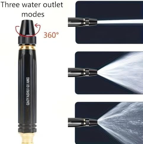 High Pressure Water Cannon Hose Nozzle, 3 Adjustable Spray Home High Pressure Car Wash Water Gun with Booster, Metal Anti-Leakage High Pressure Water Jet Nozzle, Plant Watering Lawn Car (Metal) - Image 5