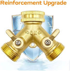 Garden Hose Quick Connect 3/4 Inch Brass Garden Hose Splitter Y-Type 2 Way Outdoor Faucet Connector - Image 2