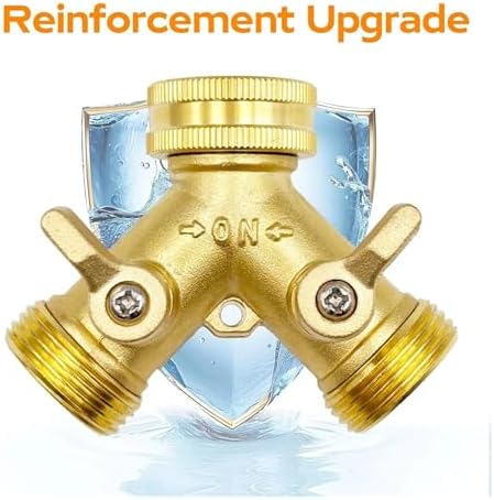 Garden Hose Quick Connect 3/4 Inch Brass Garden Hose Splitter Y-Type 2 Way Outdoor Faucet Connector - Image 2