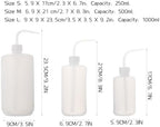 VICASKY 6 Pcs Plastic Watering Bottle Flower Watering Can 250ml 500ml 1000ml Water Squirt Bottle for Eyelash Extensions Eye Wash Tattoo Lab Tip Liquid Storage (White) - Image 6