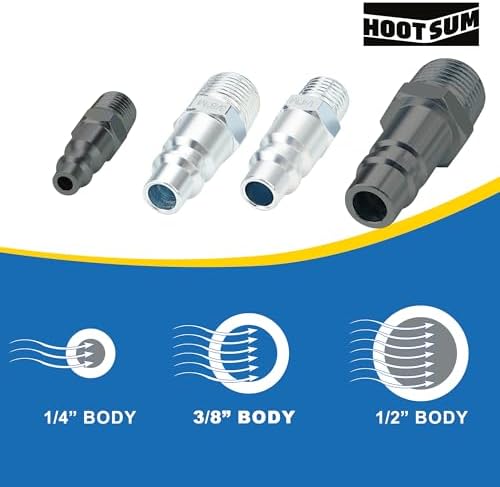 3/8 Inch Body Air Hose Quick Connect Fittings, 3/8" NPT Threads and 1/4" NPT Threads Couplers and Plugs, I/M Industrial Type 24PCS Air Compressor Accessories Kit - Image 5