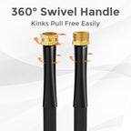 Giraffe Tools Garden Hose 50FT Lightweight Lay Flat Water Hose Kink Free Flexible Hose with 9 Spray Function Nozzle（Black） - Image 3