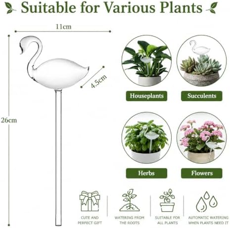 CATPAN 2 PCS Glass Swan Plant Watering Stakes, Self Watering Globes for Indoor Plants, 26 cm Automatic Watering Spikes for Houseplants, Succulents, Herbs and Flowers - Image 5