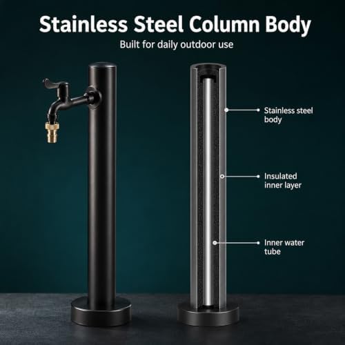 Stainless Steel Garden Water Column Faucet Post, Freestanding Hose Stand - Image 4