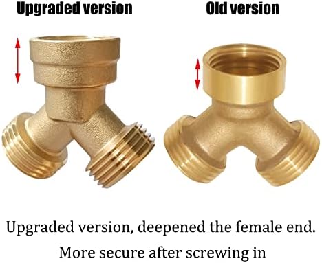 Joywayus 2PCS Brass 3/4" GHT Garden Hose Splitter Body Backyard 2 Way Y Shaped Connector Threaded Pipe Fitting Coupler Adapter with Washer (Pack of 2) - Image 5