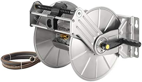 Giraffe Tools Stainless Steel Garden Hose Reel Heavy Duty, Wall/Floor Mounted Stainless Water Hose Reel Retractable with Crank, 150-Feet 5/8" Hose Capacity by GiraffeTools