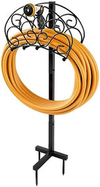 S AFSTAR Garden Hose Holder Stand, Not Water Hose Holder Freestanding with 3 Anchor Points, Fit to 150ft Water Pipes, Heavy Duty Metal Hose Hanger Freestanding for Outside Yard Lawn (Hose Not Included) by Safstar