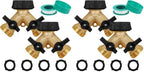 Biswing 4 Pack Garden Hose Splitter 2 Way, Heavy Duty Brass Connector Tap Splitter, Y Splitter 2 Valves with 4 Extra Rubber Washers by Biswing