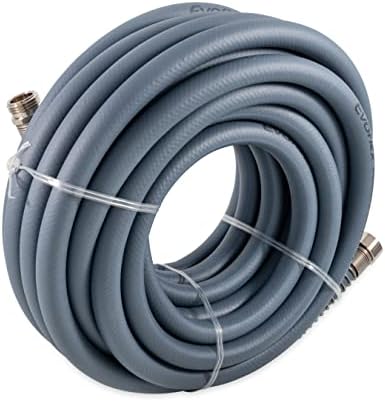 Camco EvoFlex 50-Ft Water Hose - RV Drinking Water Hose Contains No Lead, No BPA & No Phthalate - Flexible Design w/Stainless Steel Strain Relief Ends - 5/8” Inside Diameter, Slate (22584) by Camco