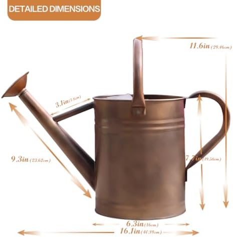 Galvanized Metal Watering Can 1 Gallon for Outdoor Garden Plants - Image 3