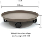 13 Inch Plant Caddy with Wheels, 2 Pack Heavy Duty Round Plant Dolly Tray, Rolling Plant Stand for Indoor Outdoor Use, Brown - Image 2