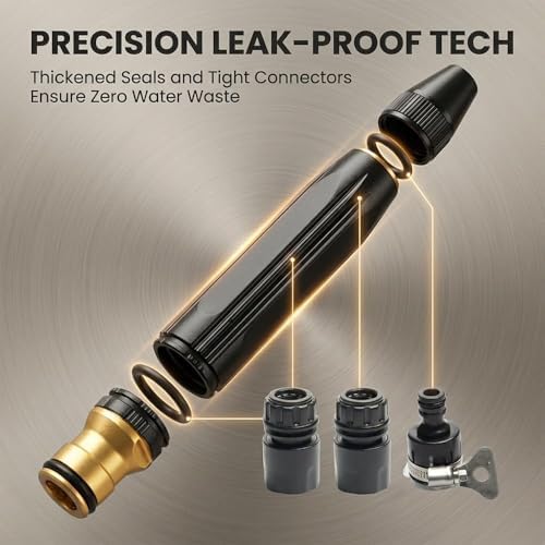 Heavy Duty Adjustable Hose Nozzle, High Pressure Jet Sweeper Spray Nozzle with Leak-Proof Design, Metal Garden Hose Sprayer for Car Wash, Lawn, Patio Cleaning (2pc) 1pc - Image 5