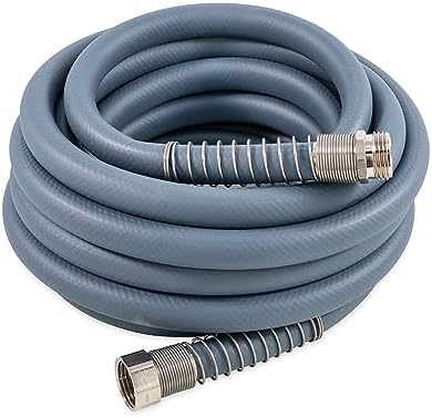 Camco EvoFlex 25-Ft Water Hose - RV Drinking Water Hose Contains No Lead, No BPA & No Phthalate - Flexible Design w/Stainless Steel Strain Relief Ends - 5/8” Inside Diameter, Slate (22580) by Camco