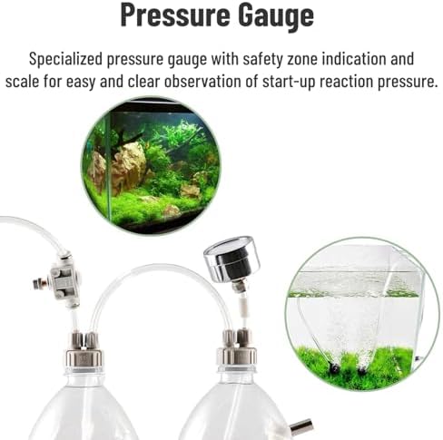 CO2 Generator System Kits, DIY CO2 Aquarium Regulators, CO2 Kits for Aquarium Moss Plants, CO2 Accessories with Pressure Gauge Air Flow Adjustment Valve, D201 - Image 4