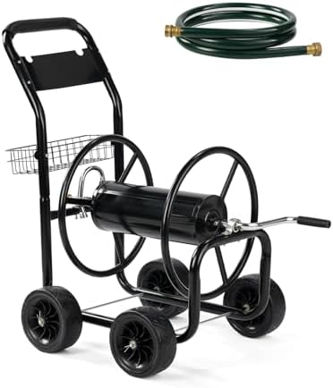 Outvita 300 Ft Garden Hose Reel Cart, Heavy Duty 4 Wheels Water Cart, Green by Outvita