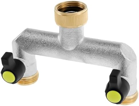 Water Tap Splitter, Garden Hose Splitter 3/4 inch 2 Way Zinc Alloy Silver by Unknown