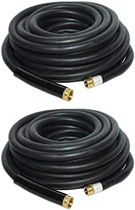 Apache 98108804 50 Foot Industrial Rubber Garden Water Hose with Heavy Duty MGHT x FGHT Brass Fittings and 1 Bend Restrictor, Black (2 Pack) by Unknown