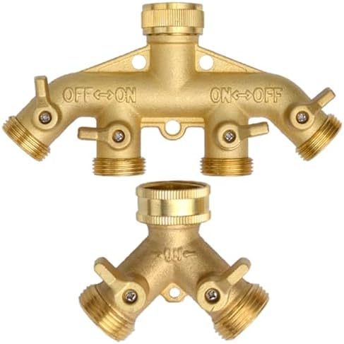 Garden Hose Splitter Heavy Duty Brass 1-2-4 Way Splitter Garden Hose Hexagonal Connector with Grip Shut Off Valves Adapter for Water Tap(Quickconnector EU) - Image 3