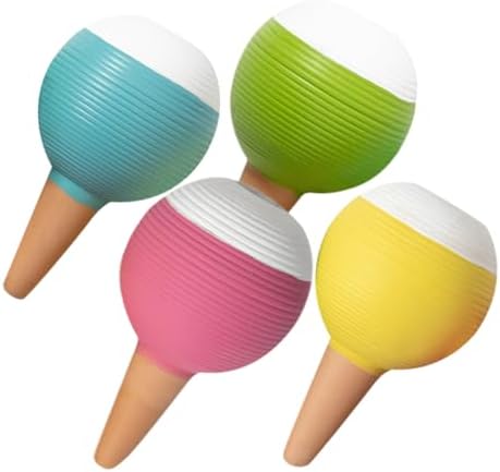 Lurrose 4pcs Red Ceramic Watering Globes Self-Watering Stakes for Indoor and Outdoor Plants with Drip Irrigation, Plant Watering Spikes for Garden and Potted Flowers, Set by Lurrose