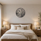 Pond with Flora Dragonfly and Flowers Metal Wall Art for Study Room Decor - Image 4