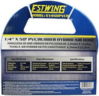 Estwing E1450PVCR 1/4" x 50' PVC / Rubber Hybrid Air Hose with Brass 1/4" NPT Industrial Fitting and Universal Quick Connect Coupler - Image 6