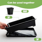 RooTrimmer 5 Pack Soil Blocking Trays with 2.8 inch (7CM) Square Nursery Pots 100pcs, Plastic Flat Plant Tray for Holding or Collecting Drainage Water, Seed Starter Tray for Seed Germination (Black) - Image 4