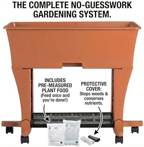 EarthBox Raised Garden Bed with Legs – Elevated Self Watering Planter Box with Wheels, Storage Shelf, Premium Plant Food, Easy Assembly, Made in USA, Terra - Image 4