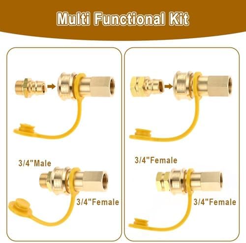 3/4" Female Male Natural Propane Hose Quick Connect Disconnect Fittings - Image 5