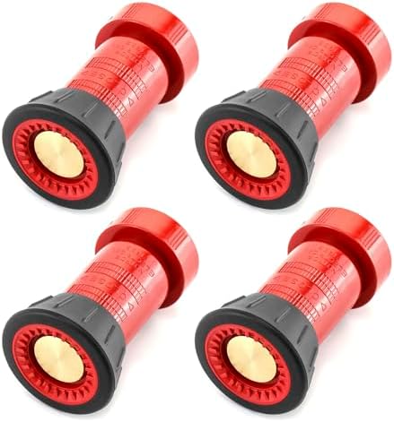 QWORK Fire Hose Nozzle, 4 Pack 1-1/2" Heavy Duty NPSH/NPT Thermoplastic Constant Flow Fog Nozzle, Brass and Polycarbonate, 100 Psi by QWORK