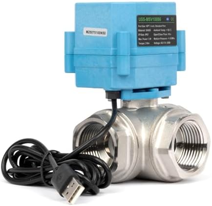 U.S. Solid WiFi Smart Motorized Ball Valve 1 inch NPT for Water Control & Irrigation, 3 Way 304SS Electric Valve, USB Plug, LED Indicator, Flow Direction Window, Remote On/Off Control, NSF Certified - Image 3