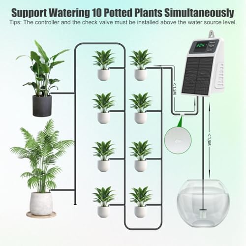 33FT Watering Timer Solar Powered Precise Irrigation Automatic Watering Controller for Garden Plants Indoor Outdoor (US Plug 100-240V) - Image 2