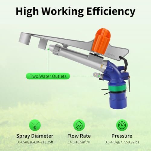 2'' Agricultural Irrigation Spray Gun, Adjustable Irrigation Spray Gun Garden Farm Watering Sprinkler for Farms, Orchards, Tea Gardens, Forestry - Image 4