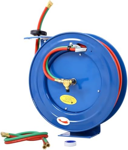 Retractable Twin Welding Hose Reel 100 FT,1/4 Inch Oxygen Acetylene Hoses - Image 6
