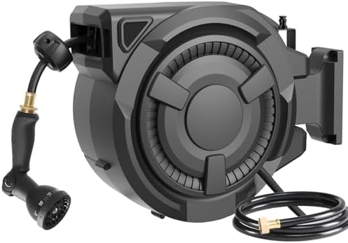 wikiwiki Retractable Garden Hose Reel, 1/2" x 130FT, Auto Rewind Wall Mount by WikiwikiPatioUmbrellas