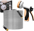 Garden Hose 100 FT, Metal Stainless Steel Water Hose with 10 Function Nozzles, No Kinks, Flexible Hose, Lightweight, Puncture Proof, Heavy Duty Hose for Yard and Outdoor by Unknown