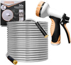 Garden Hose 100 FT, Metal Stainless Steel Water Hose with 10 Function Nozzles, No Kinks, Flexible Hose, Lightweight, Puncture Proof, Heavy Duty Hose for Yard and Outdoor by Unknown