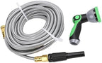 WALFRONT Garden Hose with Sprayer Nozzle Stainless Steel Water Hose 50ft - Image 3