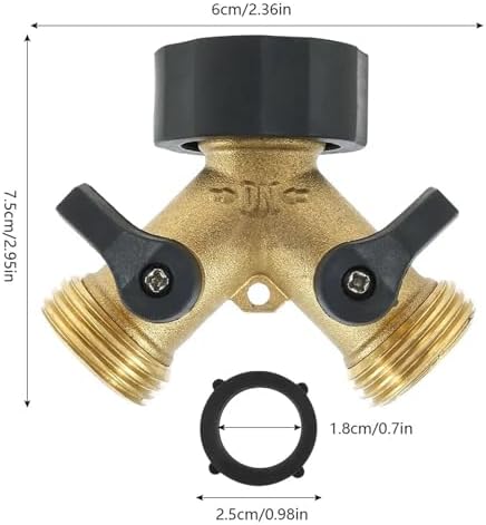 Hose Splitter Brass 2 Way Garden Hose Connector 3/4 Thread Y Shape Hose Spigot Adapter Water Hose Splitter for Farm for Water Faucet & Spigot - Image 7